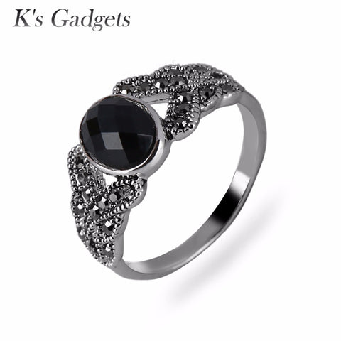 K's Gadgets Vintage Black Rings Jewelry Onyx Stone Finger Ring Fashion Channel Jewelry Black Onyx Rings Women Natural Stone Ring