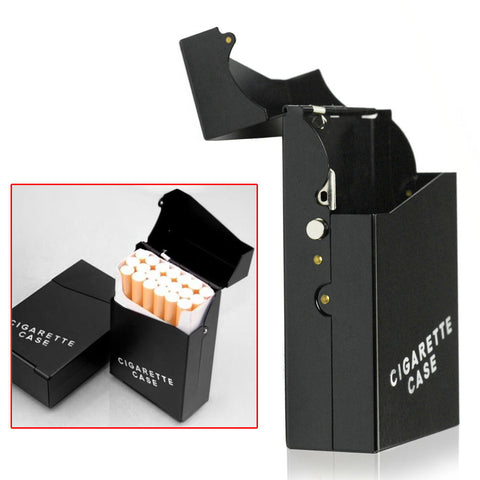 Metal Alloy PU Leather Cigar Cigarettes Case Holder Portable Tobacco Pack Storage Box Smoking Accessories Gadgets for Men