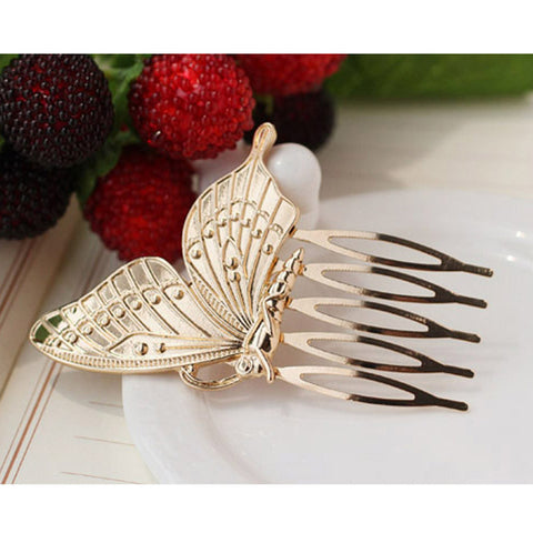 1PC Fashion Elegance Style Hairpin Women Girls Alloy Butterfly Hair Comb Headwear Summer Plate Made Gadgets 4*7cm Free Shipping