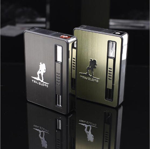 Windproof gas lighter cigarette case can hold 10 pcs smokes cigarette box, smoking Smoking Gadgets For man No Gas